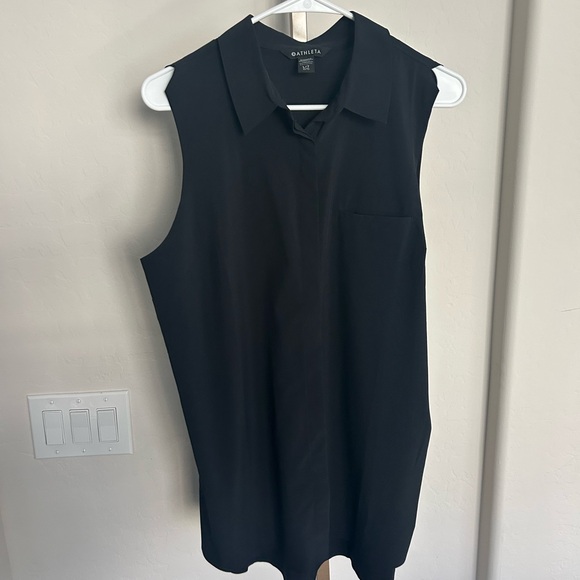 Athleta Urbanite II UPF Button Down Tank Top Blouse Black Size Large Tall - Picture 3 of 6